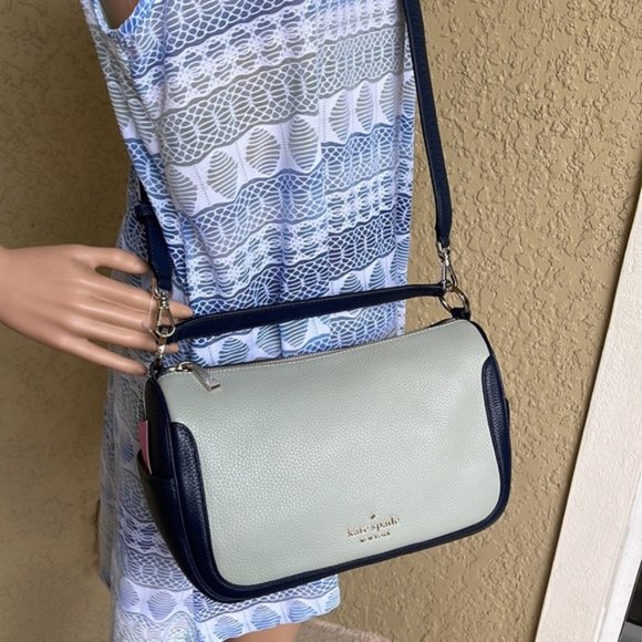 Kate Spade Pebbled Leather Crossbody Bag Light Pistachio Multi - Picture 13 of 16